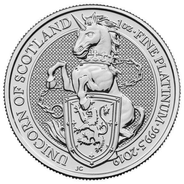 Ankauf: The Queens Beasts Unicorn of Scotland 2019, Platinmünze 1 Unze (oz)