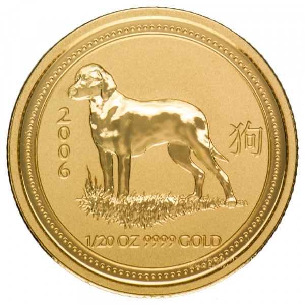 1/20 Unze (oz) Gold Lunar 1 Hund Goldmünze 2006 Australien