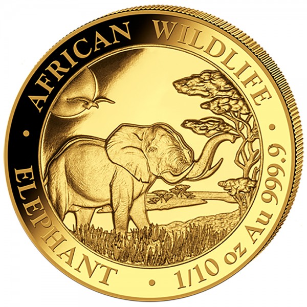 Ankauf 1/10 Unze (oz) Gold Somalia Elefant Goldmünze 2019