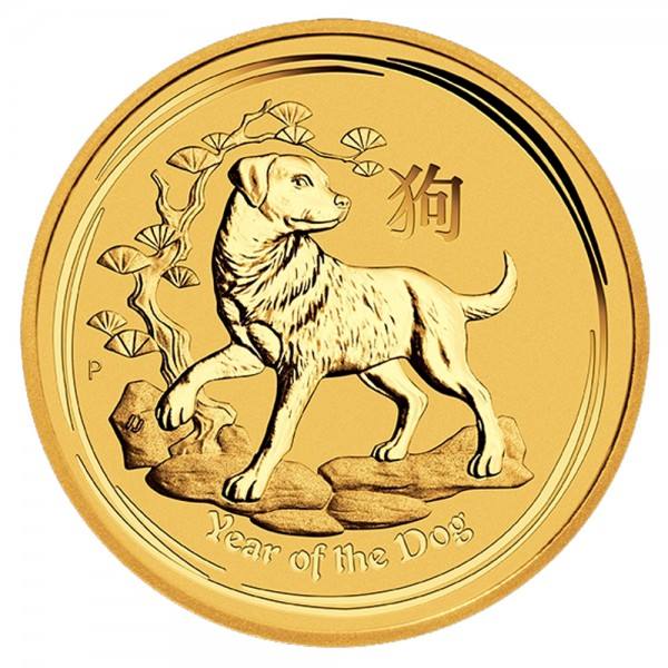 1 Unze (oz) Gold Lunar 2 Hund Goldmünze 2018 Australien