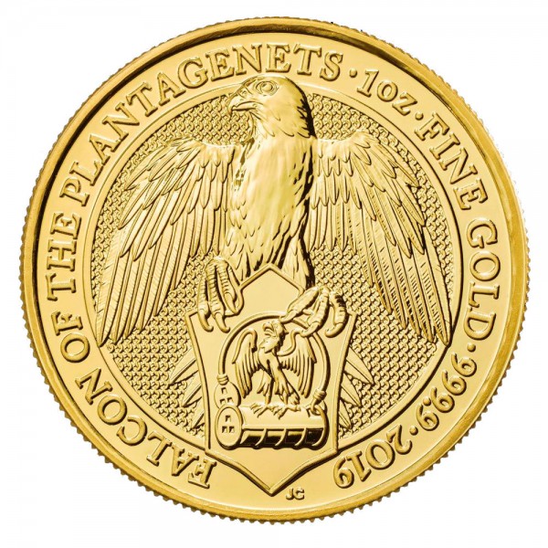 Ankauf 1 Unze (oz) Gold The Queens Beasts Falcon of the Plantagenets Goldmünze 2019 Großbritannien