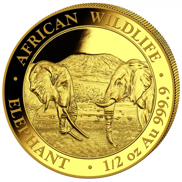 1/2 Unze (oz) Gold  Somalia Elefant Goldmuenze 2020