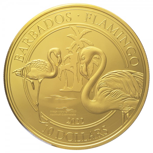 Barbados 2022 Flamingo, Goldmünze 1 Unze (oz)