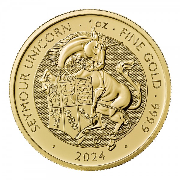 1 Unze (oz) Gold Royal Tudor Beasts Seymour Unicorn 2024 Großbritannien