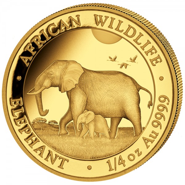 Ankauf 1/4 Unze (oz) Gold Somalia Elefant Goldmünze 2022