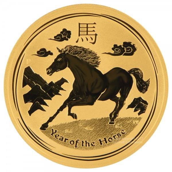 2 Unzen (oz) Gold Lunar 2 Pferd Goldmünze 2014 Australien
