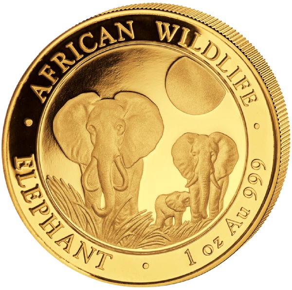 1 Unze (oz) Gold Somalia Elefant Goldmünze 2014