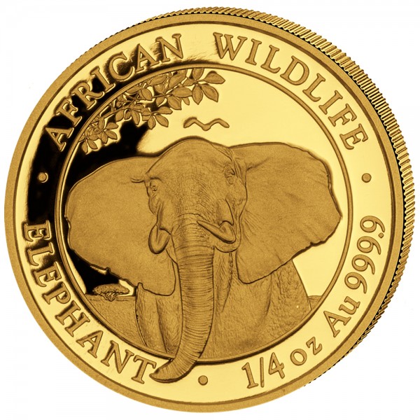 1/4 Unze (oz) Gold Somalia Elefant Goldmünze 2021