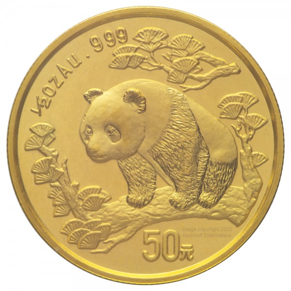 China Panda 1997, Goldmünze 1/2 Unze (oz) in Kapsel