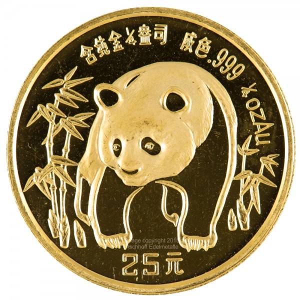 Ankauf: China Panda 1986, Goldmünze 1/4 Unze (oz)