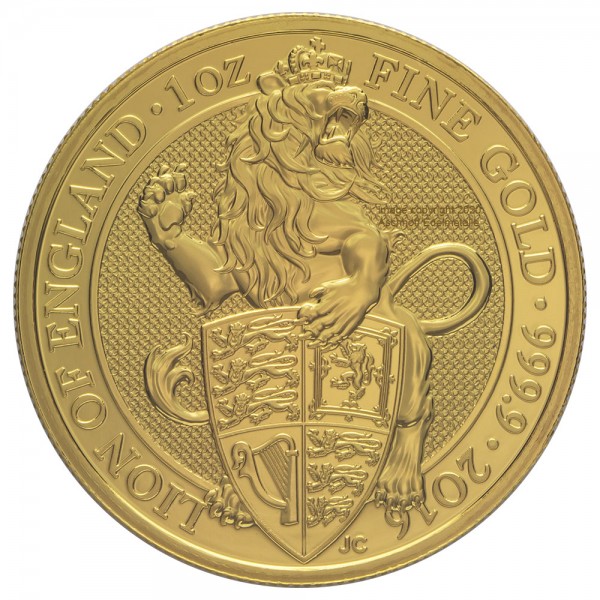 1 Unze (oz) Gold The Queens Beasts Lion of England Goldmünze 2016 Großbritannien