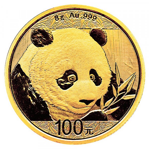 8 Gramm Gold China Panda Goldmünze 2018 Original-Folie