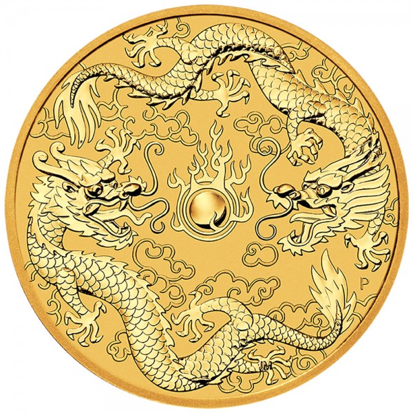 1 Unze Gold (oz) Chinese Myths and Legends Dragon & Dragon Goldmünze 2020 Australien