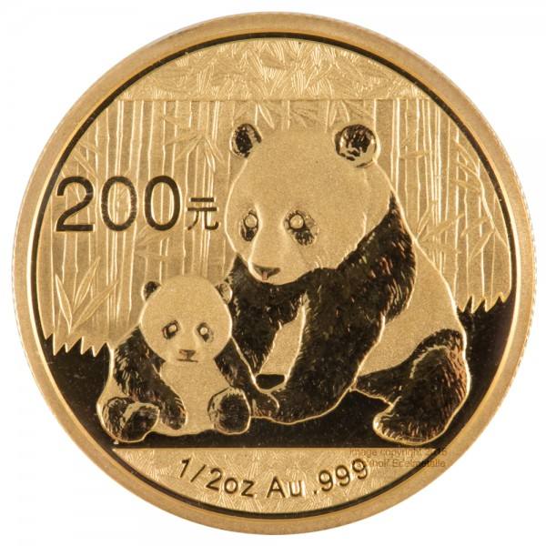 China Panda 2012, Goldmünze 1/2 Unze (oz) Original-Folie