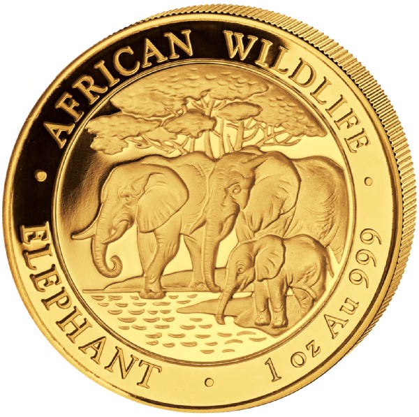 1 Unze (oz) Gold Somalia Elefant Goldmünze 2013
