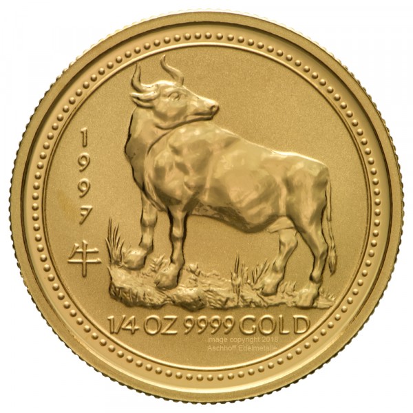 1/4 Unze (oz) Gold Lunar 1 Ochse Goldmünze 1997 Australien