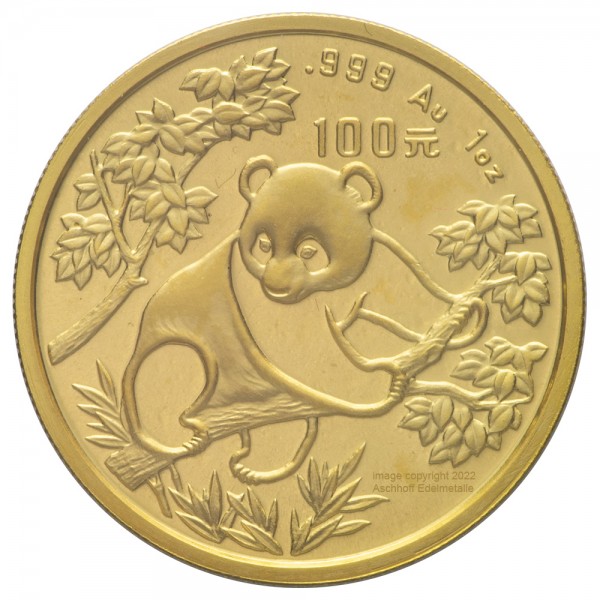 China Panda 1992, Goldmünze 1 Unze (oz) Original-Folie