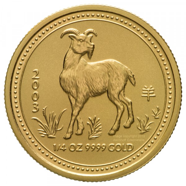 1/4 Unze (oz) Gold Lunar 1 Ziege Goldmünze 2003 Australien