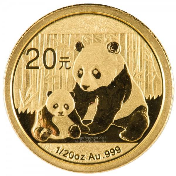 China Panda 2012, Goldmünze 1/20 Unze (oz) Original-Folie