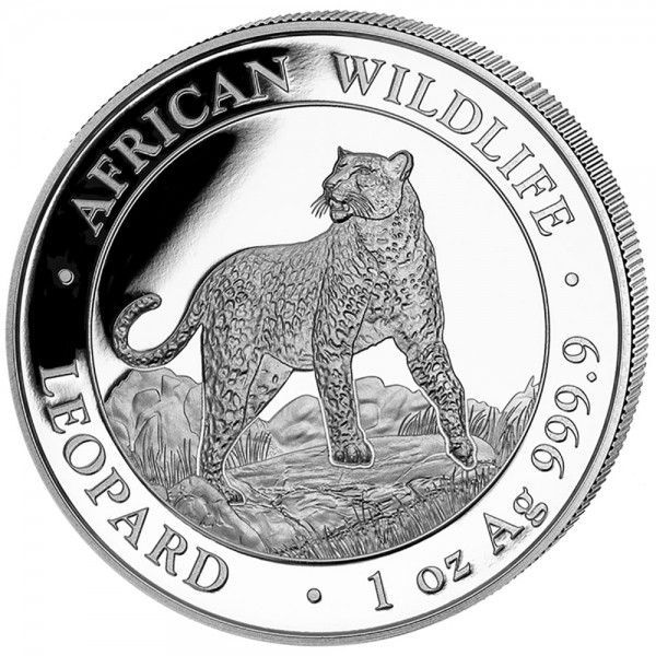 1 Unze (oz) Silber African Wildlife Leopard Silbermünze 2022 Somalia