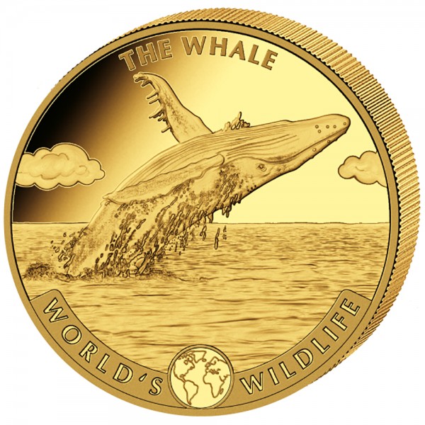 1 Unze (oz) Gold Worlds Wildlife Wal Whale Goldmünze 2020 Kongo