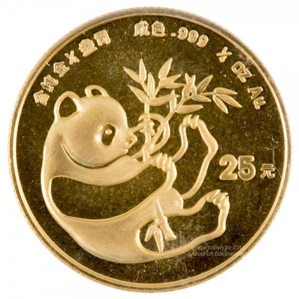 China Panda 1984, Goldmünze 1/4 Unze (oz) Original-Folie