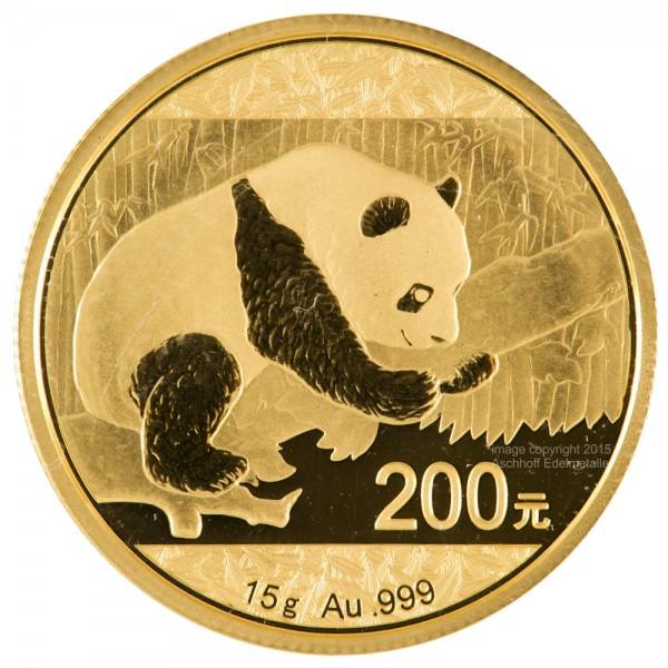 15 Gramm (g) Gold China Panda Goldmünze 2016 Original-Folie