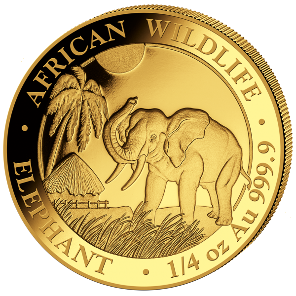 1/4 Unze (oz) Gold Somalia Elefant Goldmünze 2017
