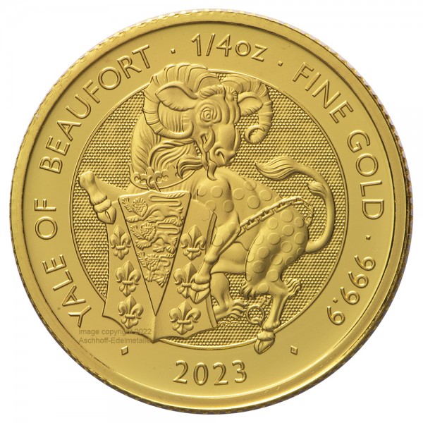 Ankauf: Royal Tudor Beasts Yale of Beaufort 2023, Goldmünze 1/4 Unze (oz)
