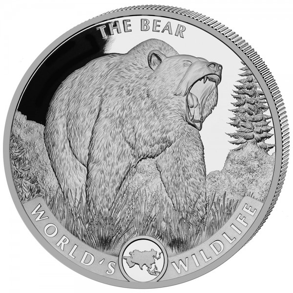 1 Unze (oz) Silber Worlds Wildlife Bär/Bear Silbermünze 2022 Kongo