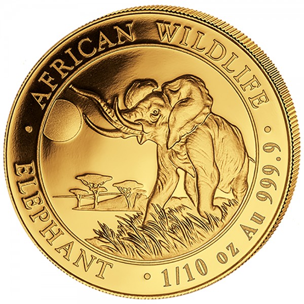 Ankauf 1/10 Unze (oz) Gold Somalia Elefant Goldmünze 2016