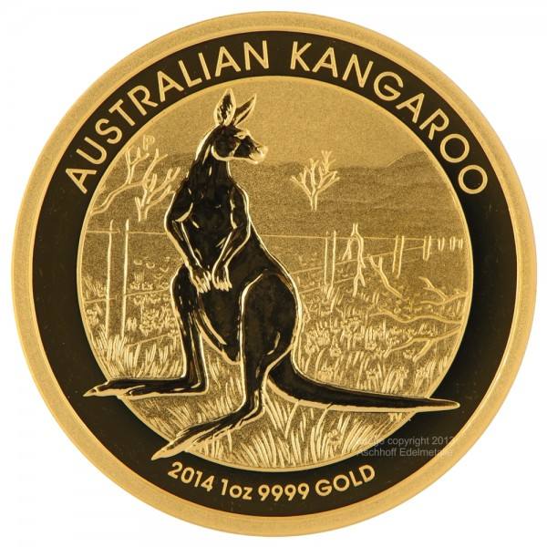 1 Unze (oz) Gold Känguru Goldmünze 2014 Australien