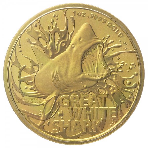 1 Unze (oz) Gold Australias Most Dangerous (RAM) Great White Shark Goldmünze 2021 Australien