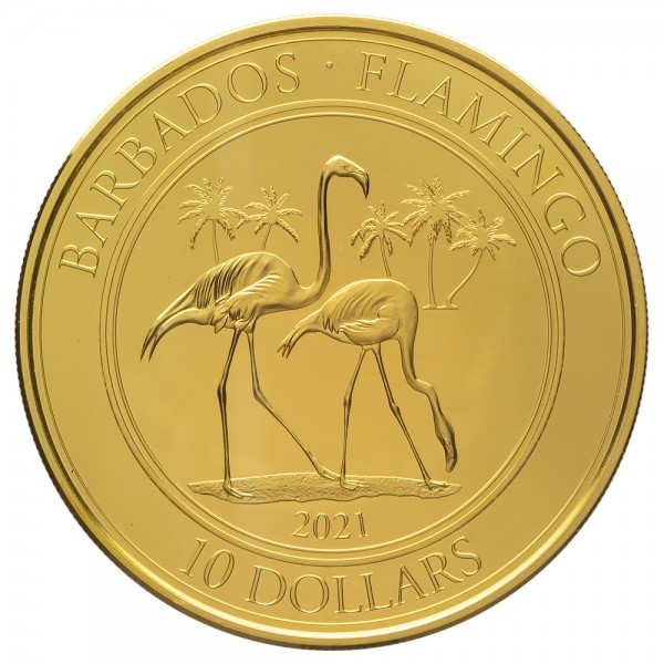 Barbados 2021 Flamingo, Goldmünze 1 Unze ( oz )