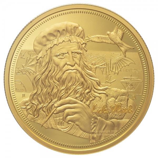 1 Unze (oz) Gold Icons of Inspiration Leonardo Da Vinci 2021 Niue
