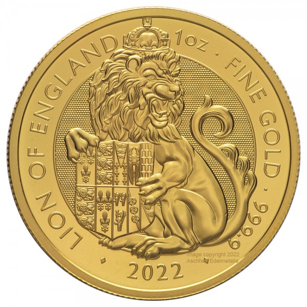 Ankauf: Royal Tudor Beasts Lion of England 2022, Goldmünze 1 Unze (oz)
