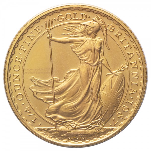 1/4 Unze (oz) Gold Britannia 25 Pfund Goldmünze 1987 Großbritannien