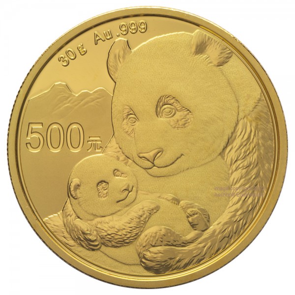 30 Gramm (g) Gold China Panda Goldmünze 2019 Original-Folie
