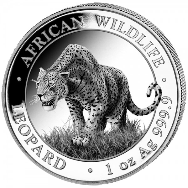 1 Unze (oz) Silber African Wildlife Leopard Silbermünze 2023 Somalia
