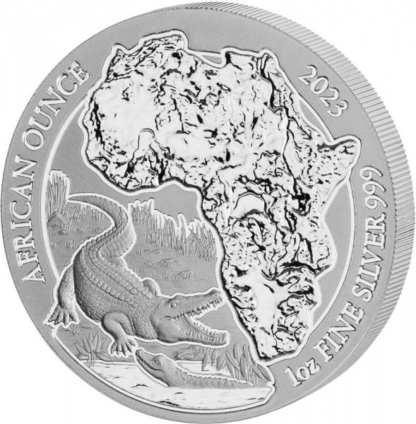 1 Unze (oz) Silber African Ounce Nilkrokodil Silbermünze 2023 Ruanda