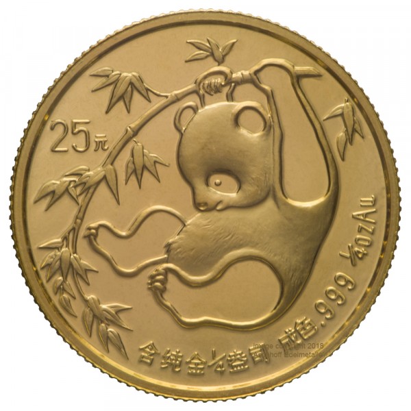 1/4 Unze (oz) Gold China Panda Goldmünze 1985 Kapsel